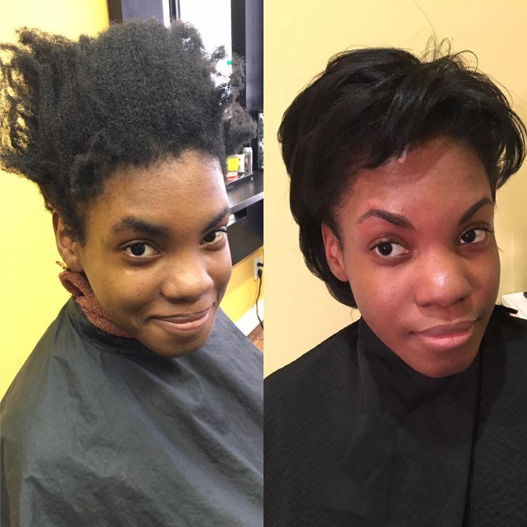 before-after-olaplex-relaxer-haircut - Yves Salon